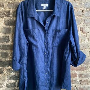 Charter Club Luxury Linen Shirt in Deep Blue